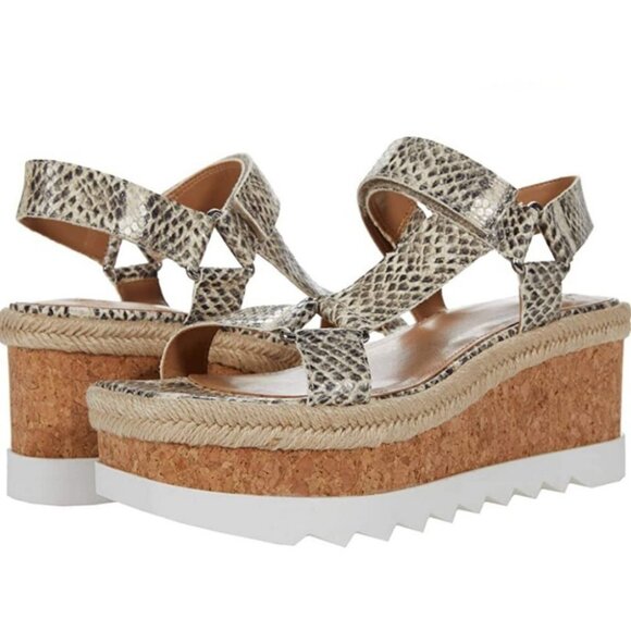 NEW Marc Fisher Leather Platform Sandals Gylian2 Grey‎ Animal Print Size  9.5 - Picture 1 of 10